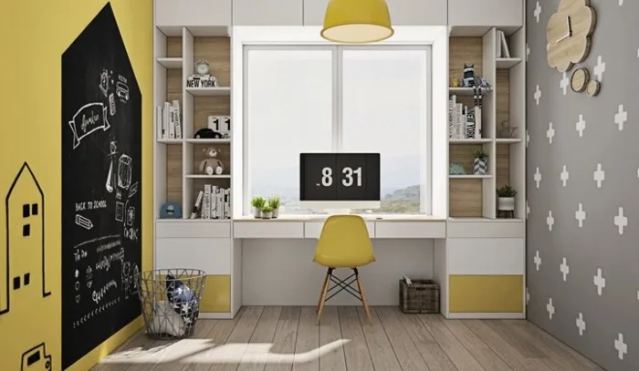 Ý tưởng trang trí góc học tập màu sắc dành cho bé