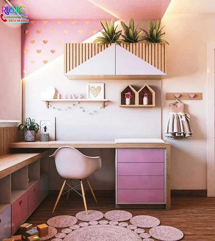 GÓC HỌC TẬP CHO BÉ GÁI – NoithatRustic