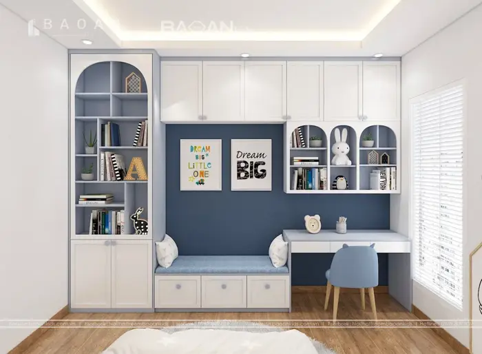 Thiết kế góc học tập cho bé - BH40 - Nội thất trẻ em Bảo an kids