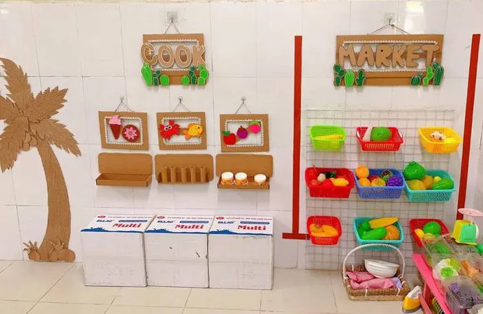 Hình ảnh trang trí góc học tập mầm non theo hướng mở sáng tạo