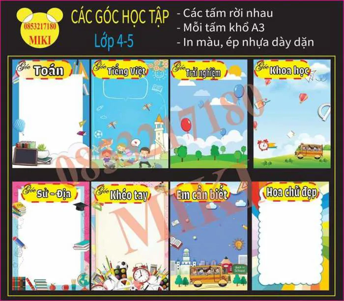 Bảng góc học tập rời cho tiểu học, trang trí lớp (Đồ Dùng Dạy Học Miki) | Lazada Việt Nam