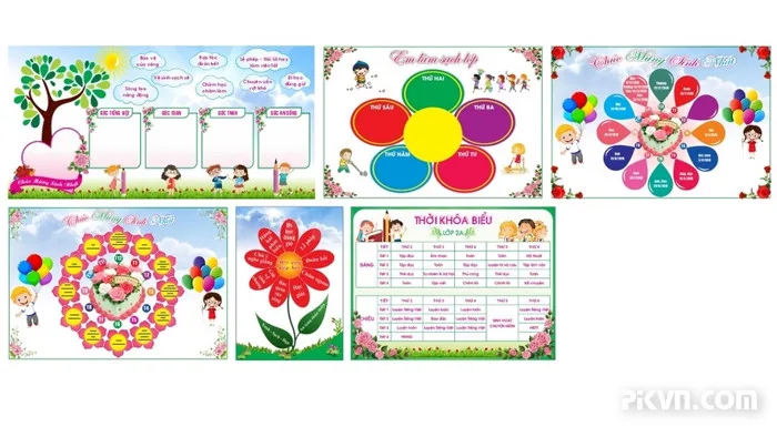 Bảng trang trí góc học tập, nhiều màu sắc. Thiết kế File Corel (v62460492)  - Vector6 All New - Super AI Design