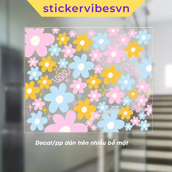 Decal Sticker Hoa Màu Pastel Cute, Trang Trí Cửa Hàng, Decor Góc Học Tập, Dán Lớp Học Cho Bé Decal Sticker Hoa Màu Pastel Cute, Trang Trí Cửa Hàng, Decor Góc Học Tập, Dán Lớp Học Cho Bé