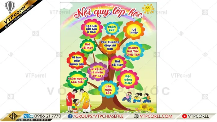 Cây nội quy lớp học trang trí lớp mầm non CDR12 | VTPcorel |