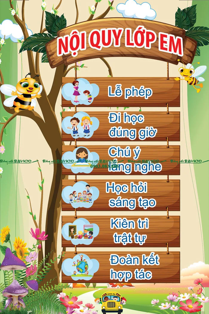 Nội quy lớp - Những mẫu bảng biểu đẹp nhất in PP - Bảng Viết Bavico