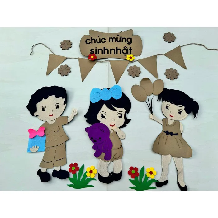 Góc sinh nhật trang trí mầm non cho bé chất stem chất nỉ đẹp | Shopee Việt Nam