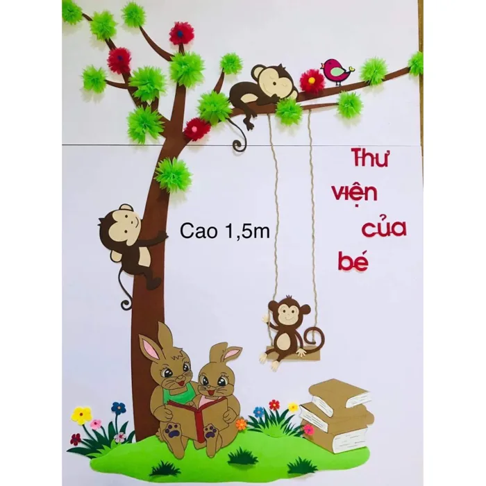 Góc Thư Viện của bé hình con vật Cute ( góc trang trí trường lớp mầm non và tiểu học)