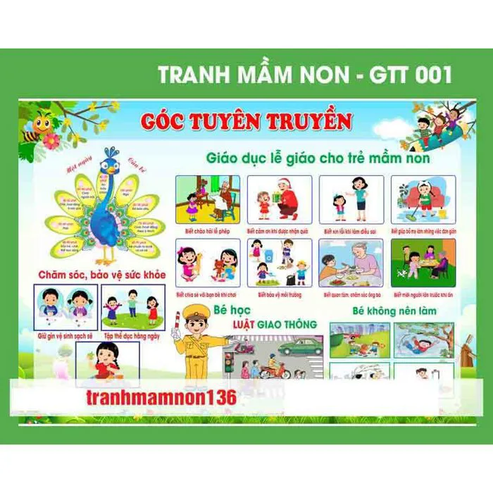Tranh decan/trang trí mầm non/tiểu học/trường học - Góc tuyên truyền 001 Tranh decan/trang trí mầm non/tiểu học/trường học - Góc tuyên truyền 001