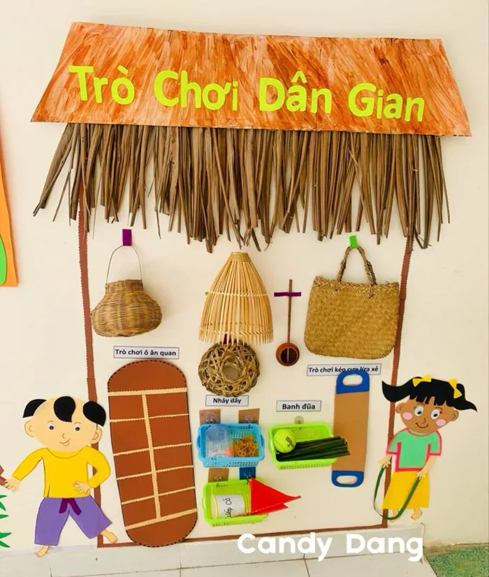 Trang trí góc dân gian mầm non | Góc vận động, Trang trí trường mầm non,