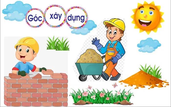 Góc xây dựng cho trẻ mầm non | Góc xây dựng chủ de trường mầm non | Góc xây  dựng chủ de trường mầm non | Trang trí góc xây dựng trường