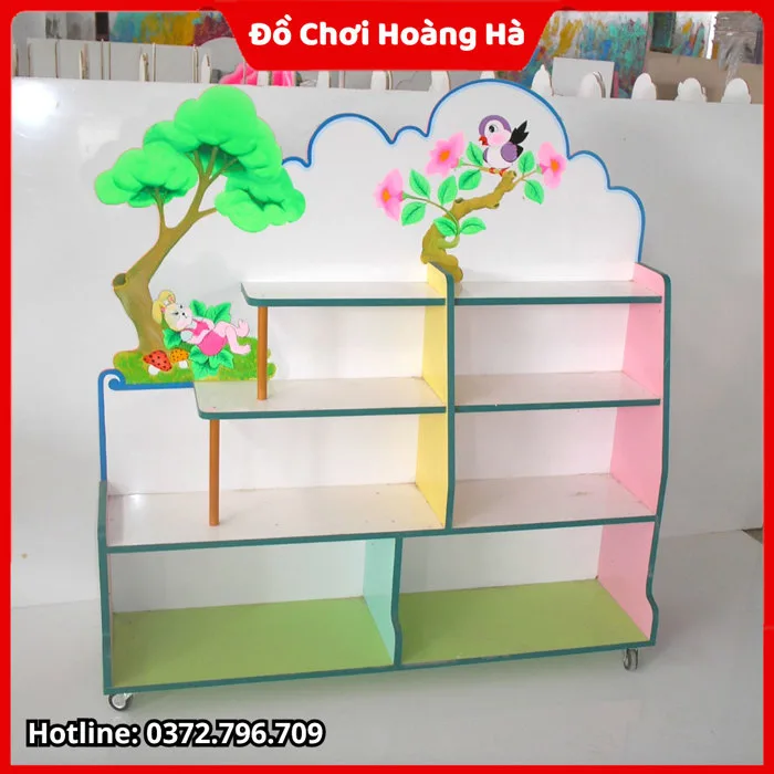 Kệ Đồ Chơi Cho Bé Mẫu Giáo Bằng Gỗ MFC Vẽ Trang Trí Đẹp