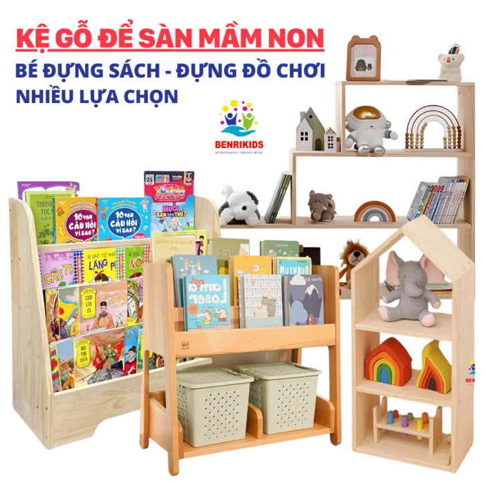 Kệ Gỗ Mầm Non Để Sàn Benrikids Giá Sách Treo Tường Cho Bé Đựng Sách Tạp Chí  Đồ Chơi Trang Trí Decor Phòng Cho Trẻ