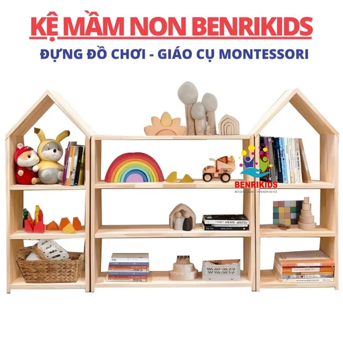 Kệ Sách Đứng Để Sàn Bằng Gỗ Cho Bé Đựng Sách Đựng Đồ Chơi, Kệ Sách Mầm Non  Trang Trí Decoer Phòng Lớp Học