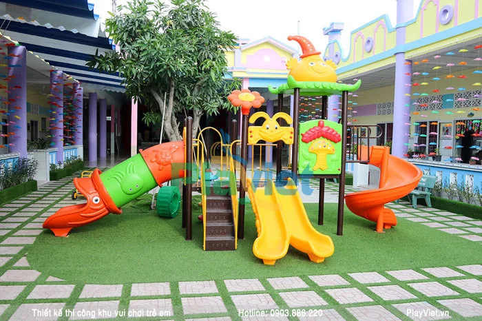 Mẫu khu vui chơi vận động thể chất ngoài trời Trường Mầm Non Hoa Ban Đỏ S1907 - Đồ Chơi Sao Việt Mẫu khu vui chơi vận động thể chất ngoài trời Trường Mầm Non Hoa Ban Đỏ S1907 - Đồ Chơi Sao Việt