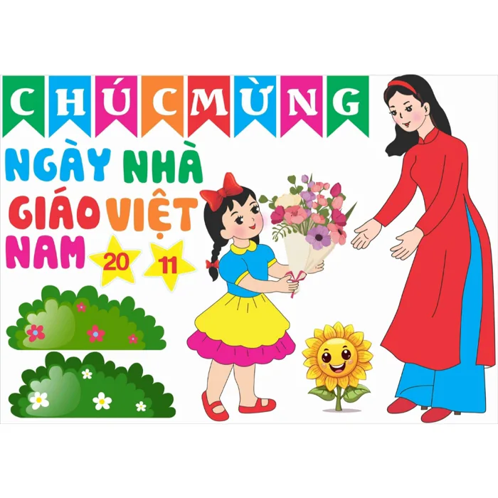Tranh decan trang trí mầm non/ tiểu học/ trường học chào mừng ngày 20-11