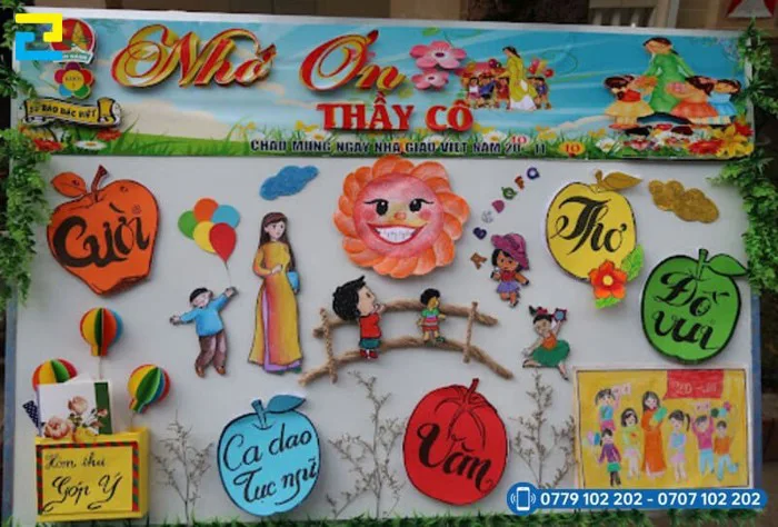Mẫu trang trí 20/11 trường mầm non đáng yêu, ý nghĩa - inan2h