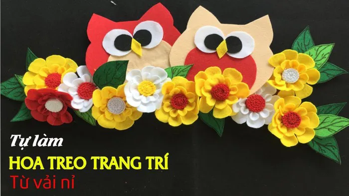 Hướng dẫn làm hoa trang trí từ vải nỉ | Hoa trang trí treo tường từ vải nỉ  | Hoa treo trang trí.