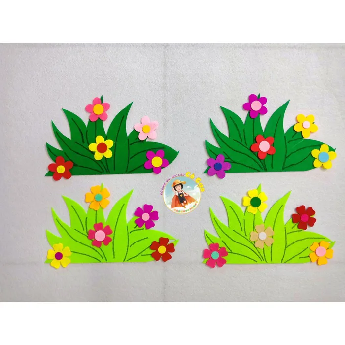 Set 2 bụi cỏ vải nỉ chọn mẫu trang trí lớp học mầm non