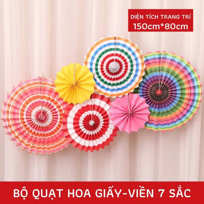 Bộ trang trí quạt giấy set 6 cái trang trí tiệc lớp học | Shopee Việt Nam