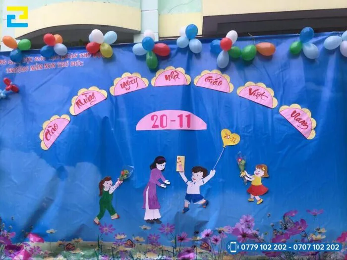 Mẫu trang trí 20/11 trường mầm non đáng yêu, ý nghĩa - inan2h