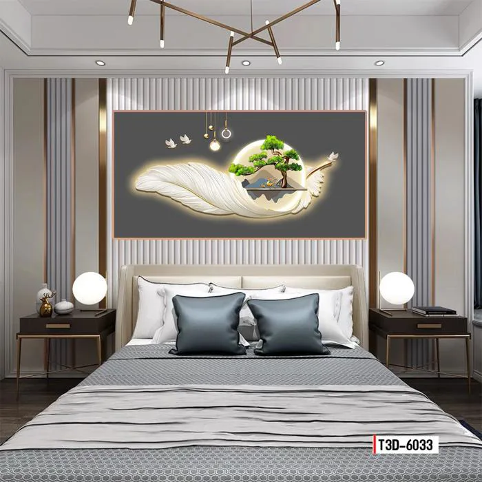 TRANH DECOR LÔNG VŨ - TRANH PHÒNG KHÁCH - PHÒNG ĂN - PHÒNG NGỦ | MÃ T3D-6033