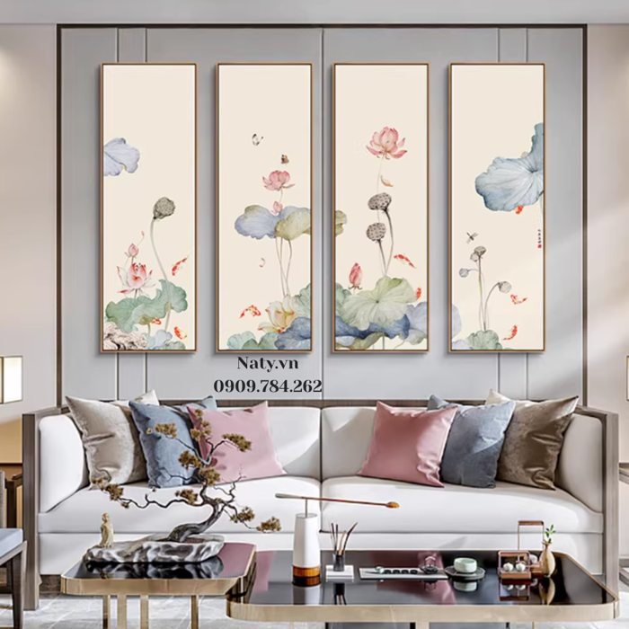 Bộ 4 Tranh Treo Tường Canvas - Quà Tân Gia, Decor Trang Trí