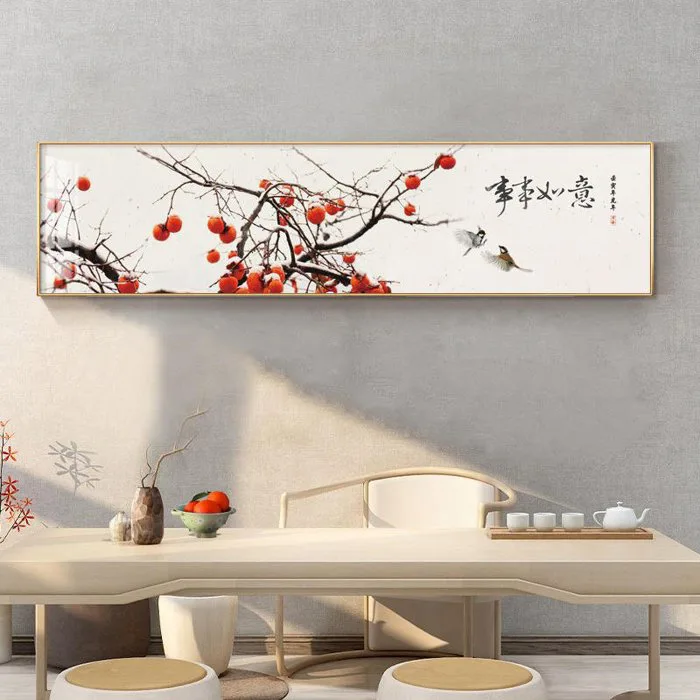 Tranh quả hồng treo tường phòng khách, decor phòng ăn, trang trí phòng ngủ  – Tranh tráng gương, tranh canvas in sơn dầu cao cấp QH3 - TLA Decor