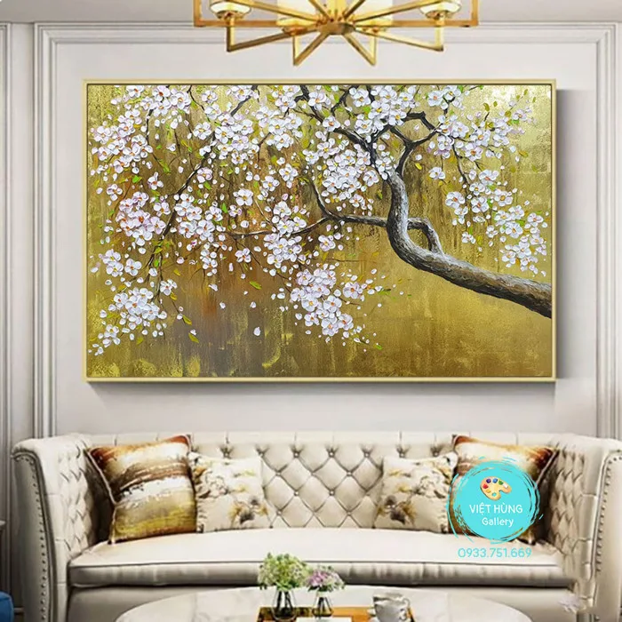 Tranh decor cành hoa mai trắng VH188