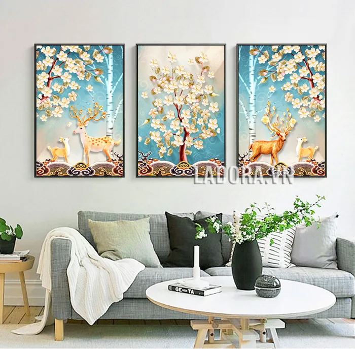Tranh Treo Phòng Khách Hươu tài lộc tại shop bán đồ trang trí nhà Ladora Tranh Treo Phòng Khách Hươu tài lộc tại shop bán đồ trang trí nhà Ladora