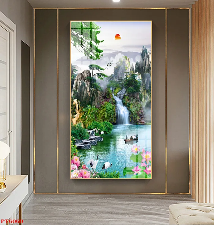 Tranh Treo Tường Sơn Thuỷ Khổ Đứng Treo phòng khách STĐ06 Tranh Treo Tường Sơn Thuỷ Khổ Đứng Treo phòng khách STĐ06