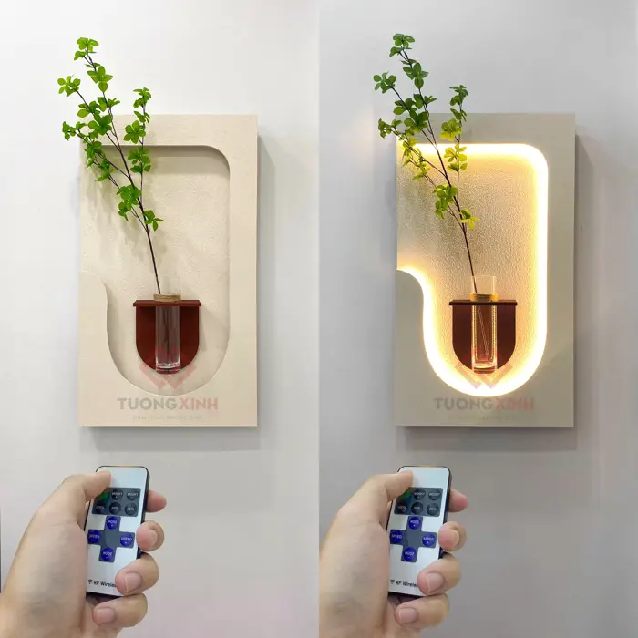 Tranh led 3D hoạ tiết nổi decor lọ cắm hoa trang trí LD456 - Tường Xinh Việt Nam