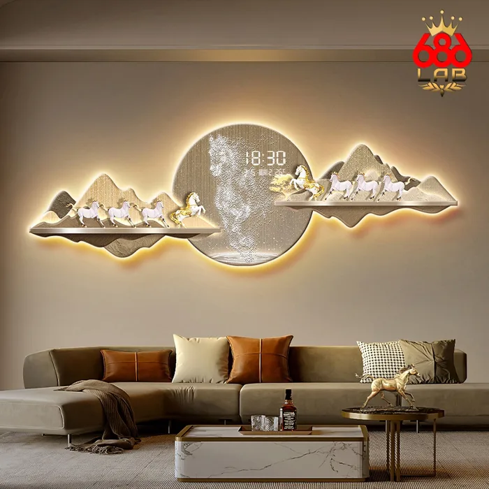 Tranh Tráng Gương Điện Led Kết hợp Đồng Hồ Điện Tử Cao Câp Đông Hồ Điên Tử Tranh Treo Tường | Shopee Việt Nam