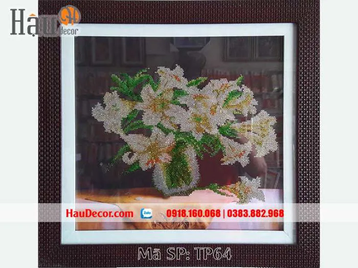 Tranh Đính Đá Lọ Hoa Loa Kèn TP64