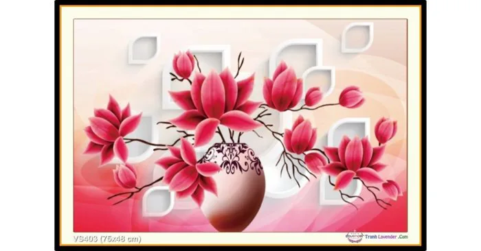 Tranh đính đá Hoa mộc lan (khổ nhỏ) ✓75x48 cm -️ VS403 - Tranh Venus
