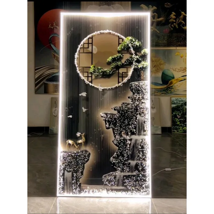 Tranh Đính Đá Pha Lê Đèn LED SƠN THUỶ, Cao Cấp Treo Tường, Decor Phòng  Khách, Cầu Thang, Phòng Ngủ.
