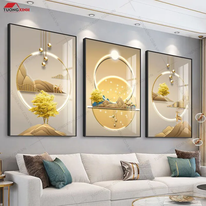 Tranh tráng gương hiện đại trang trí phòng khách TG1104