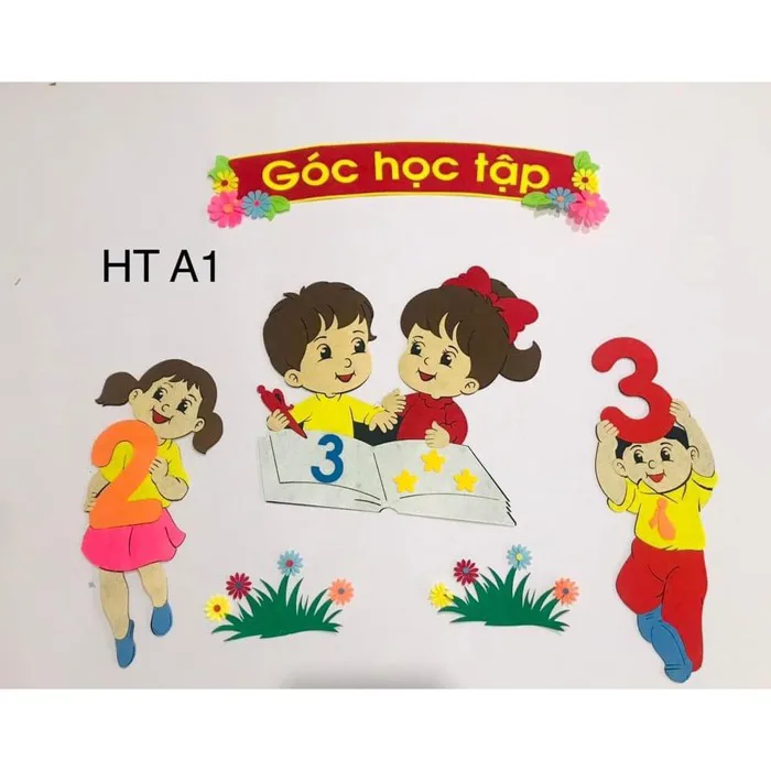 Góc Xây dựng Công trình của bé ( Tranh trang trí lớp học mầm non) nỉ cứng