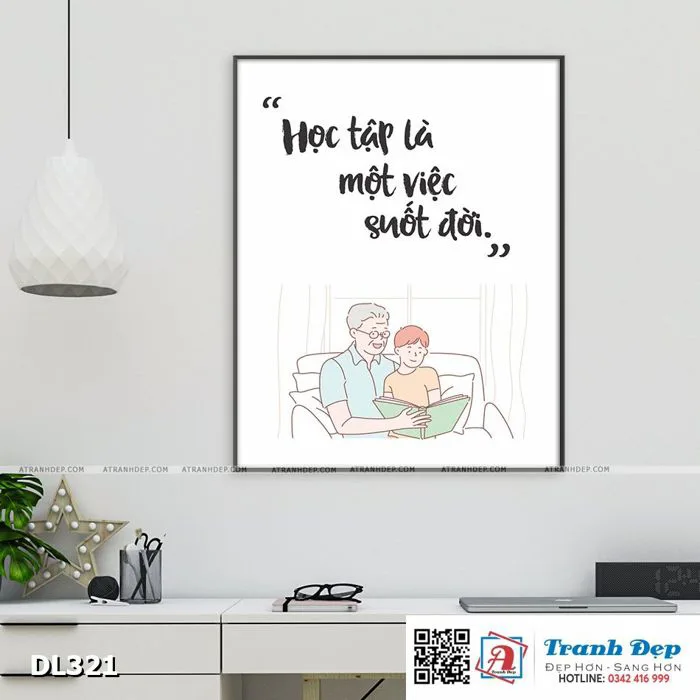 Tranh động lực trang trí phòng làm việc - Học tập là một việc suốt đời -  DL321 - A Tranh Đẹp