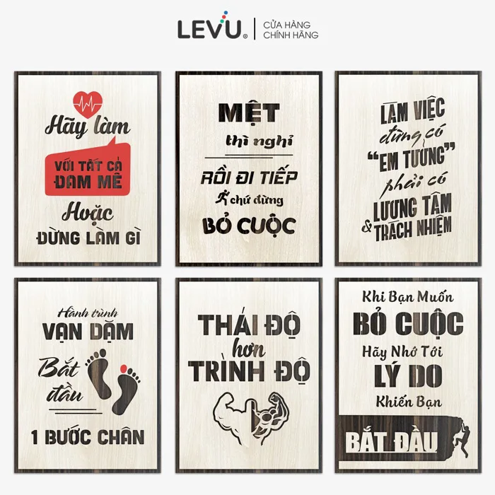 Tranh tạo động lực treo tường trang trí khắc chữ slogan khẩu hiệu bằng gỗ  30x40cm • LEVUSHOP