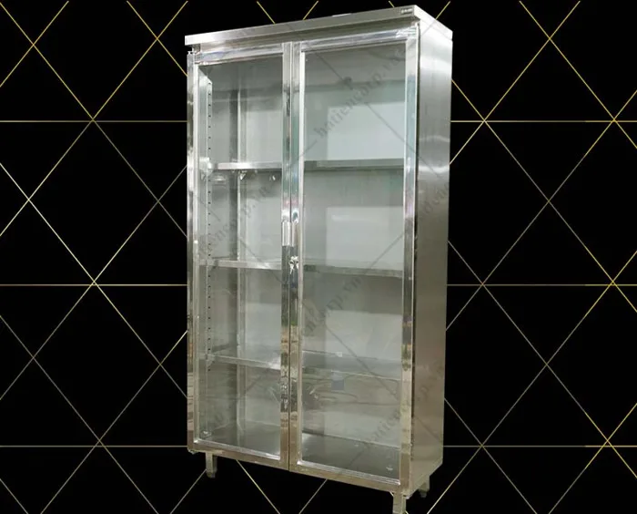 Tủ Bếp Inox Cánh Kính - Tủ Inox Cửa Kính Có Khoá