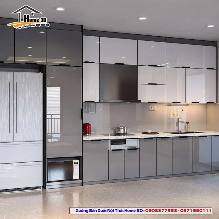 Tủ Bếp Thùng Inox - Cánh Kính (IKĐ03)