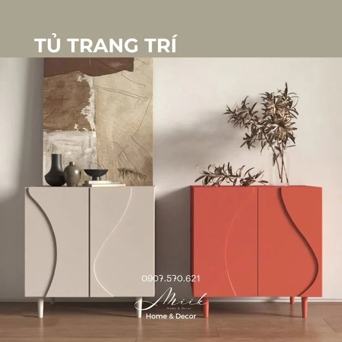 Tủ gỗ decor trang trí phòng khách phong cách Bắc Âu – Miik Home & Decor
