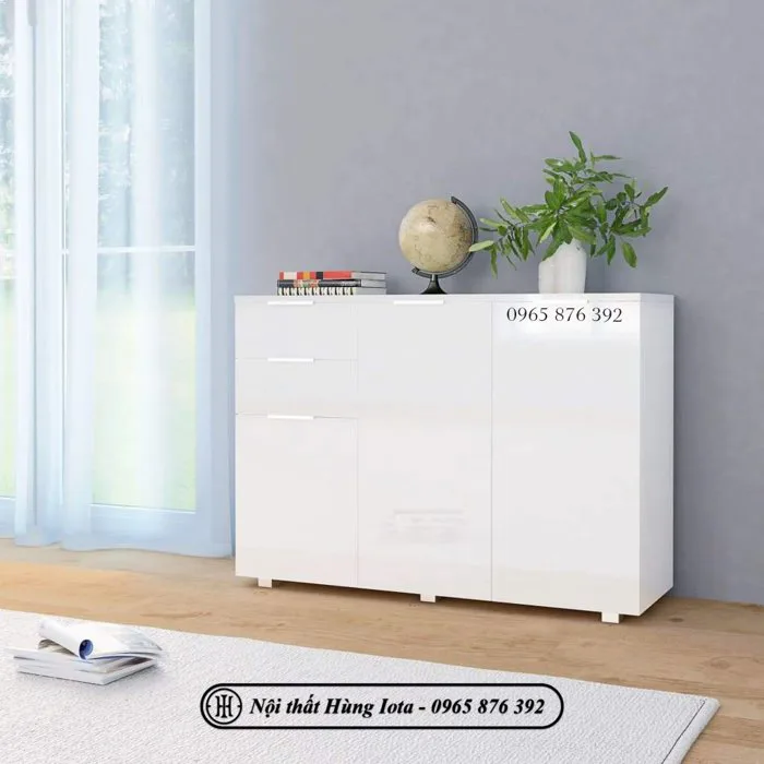 Tủ gỗ nhỏ decor phòng khách màu trắng đẹp tinh tế, giá cả ưu đãi TDD44