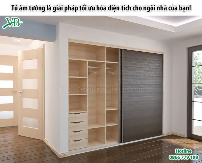 Tủ quần áo âm tường là giải pháp tối ưu hóa diện tích cho ngôi nhà