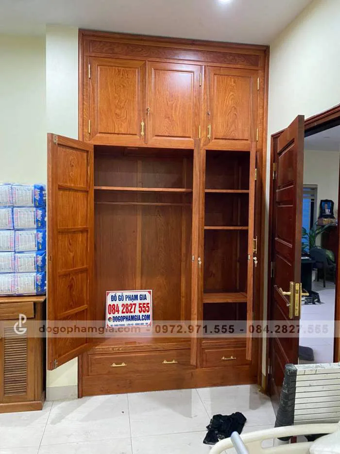 Tủ Quần Áo Âm Tường Gỗ Hương Đá Hàng Đặt (Cô Nhẫn, Hà Nội) - Đồ Gỗ Phạm Gia