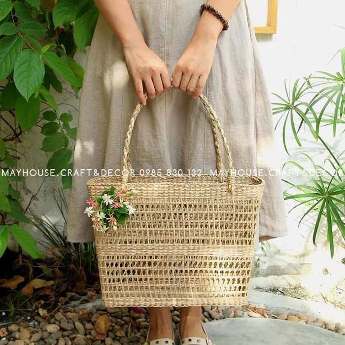 Túi cói chẻ đan chữ nhật - Mayhouse – Craft & Décor -