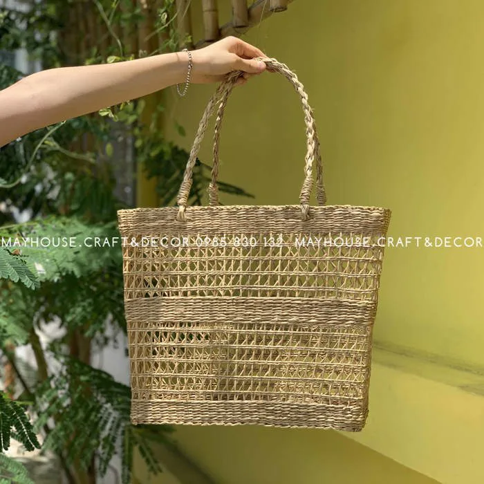 Túi cói chẻ đan chữ nhật - Mayhouse – Craft & Décor -
