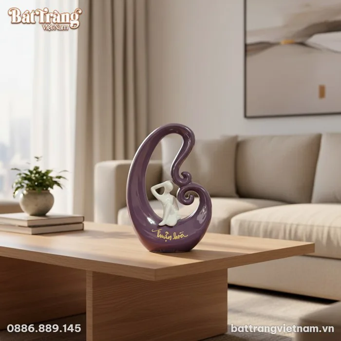 Tượng gốm sứ decor chữ Thuận Hoà BT-TGS02