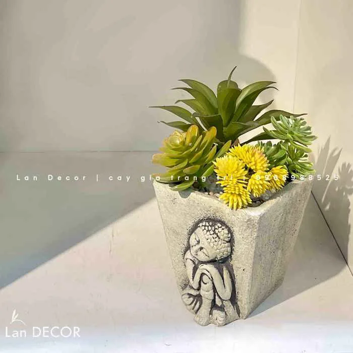 Chậu tượng gốm để bàn- CC916 Tổng Kho Sỉ Cây Giả Trang Trí Lan Decor - Giá  Từ Nhà Sản Xuất