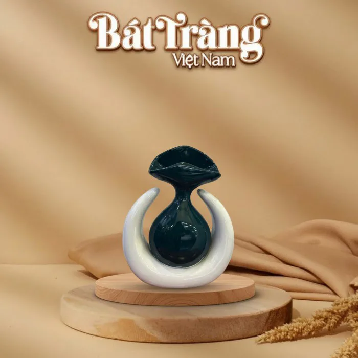 Tượng Gốm decor 'Vòng Tròn Hài Hòa' xanh trắng BT-TGS08